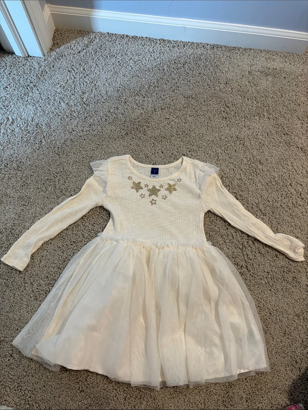 Old Navy Cream Tulle Dress with Gold Star Accents